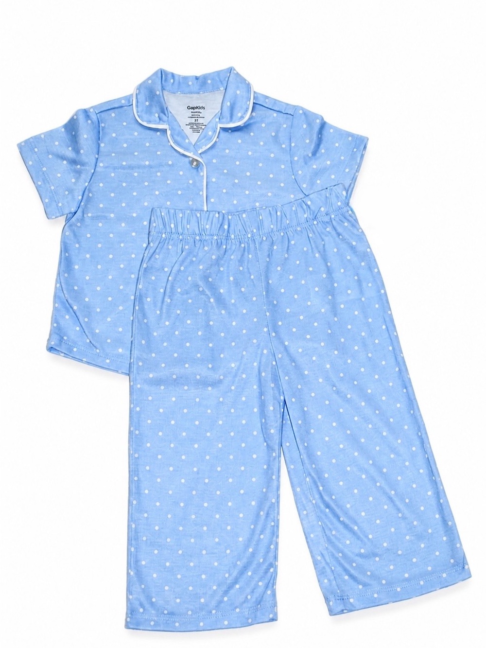 GAP Kids Light Blue White Polka Dot Short-Sleeve Pajama Set - Girls